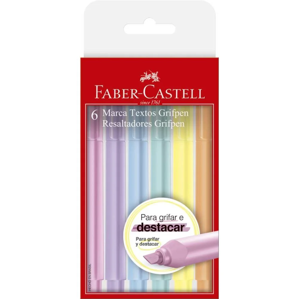 Caneta Marca Texto Grifpen 6Cores Pastel Faber-Castell (Pct.c/06) - imagem 2
