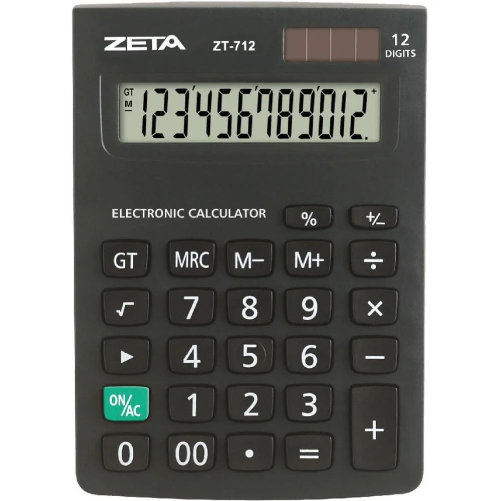 Calculadora De Mesa 12 Dig. Zetta Zt712 Preta Procalc (Unidade) - imagem 2