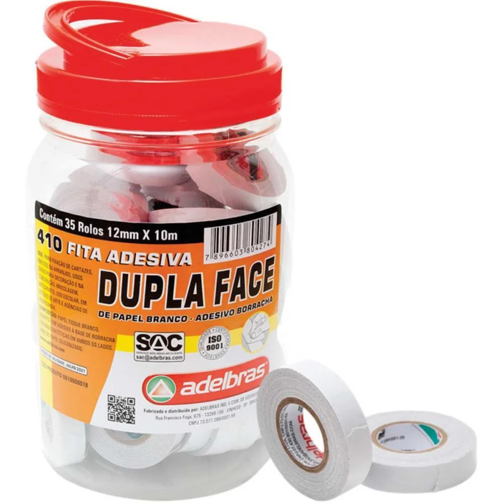 Fita Dupla Face Papel 410 12Mmx10M. Adelbras (Pote-35) - imagem 2