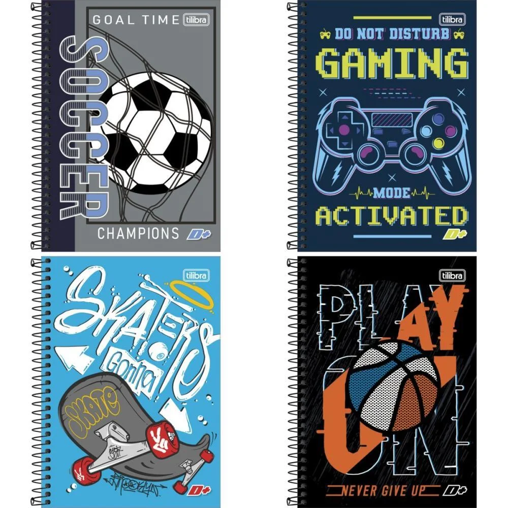 Caderno Espiral 1/4 Capa Dura D+ 200Fls. Masculino Tilibra (Pct.c/04) - imagem 2