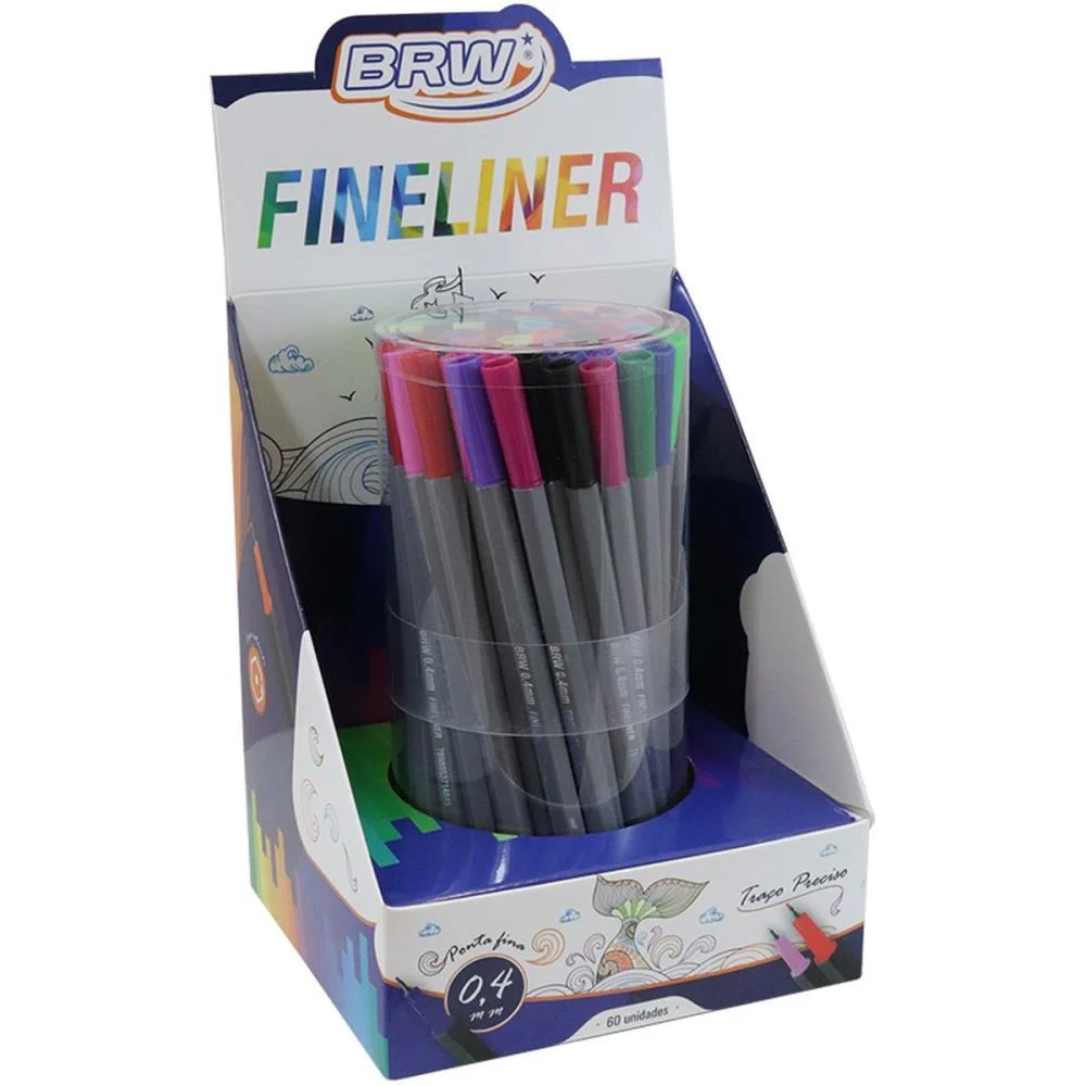 Caneta Com Ponta Porosa Fineliner 0.4Mm 12 Cores Brw C/ 60 Unidades - imagem 2