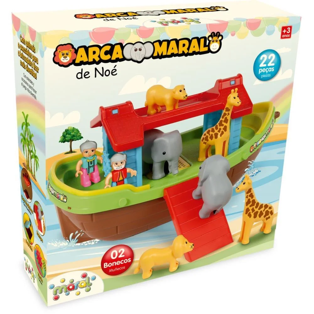 Brinquedo Educativo Barco Arca De Noe C/Bonecos Maral - imagem 3