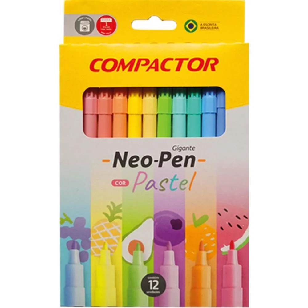 Caneta Hidrografica Neo Pen Gigante 12 Cores Paste Compactor (Cx.c/05) - imagem 3