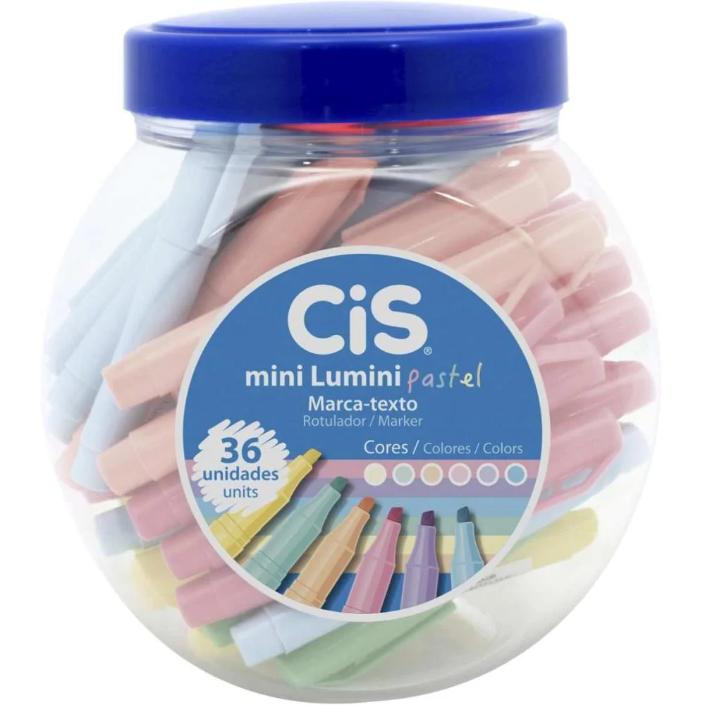 Caneta Marca Texto Cis Lumini Mini Pastel Cores Sertic (Pote-36) - imagem 3