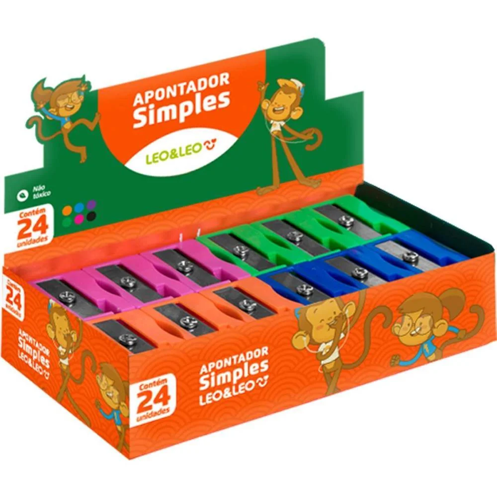 Apontador Sem Deposito Leo E Leo Simples Cores Leonora (Cx.c/24) - imagem 2