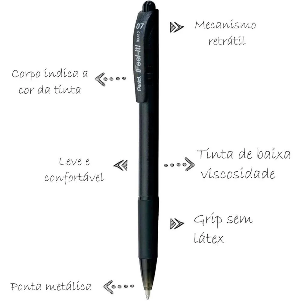 Caneta Esferografica Feel It 0,7Mm Azul Pentel (Cx.c/12) - imagem 4