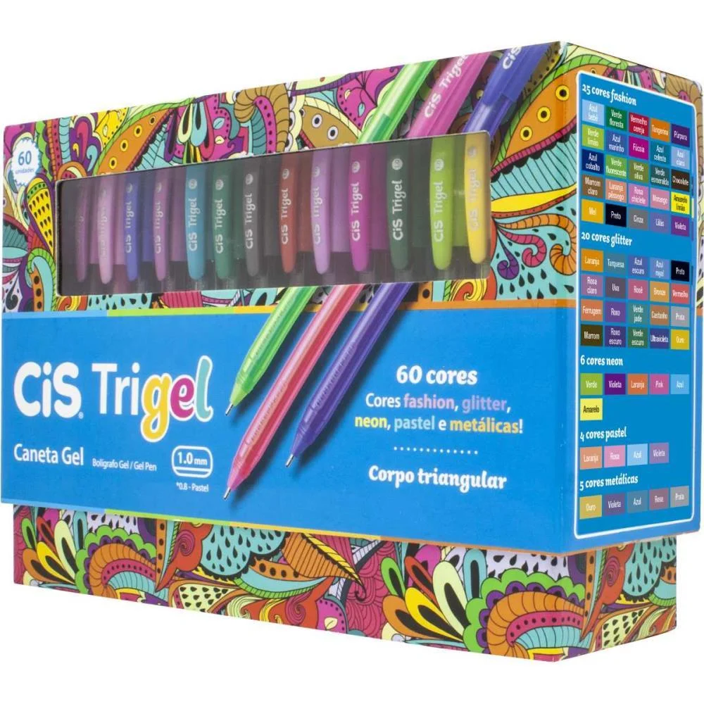 Caneta Gel Cis Trigel 60 Cores Sertic C/ 60 Unidades - imagem 2