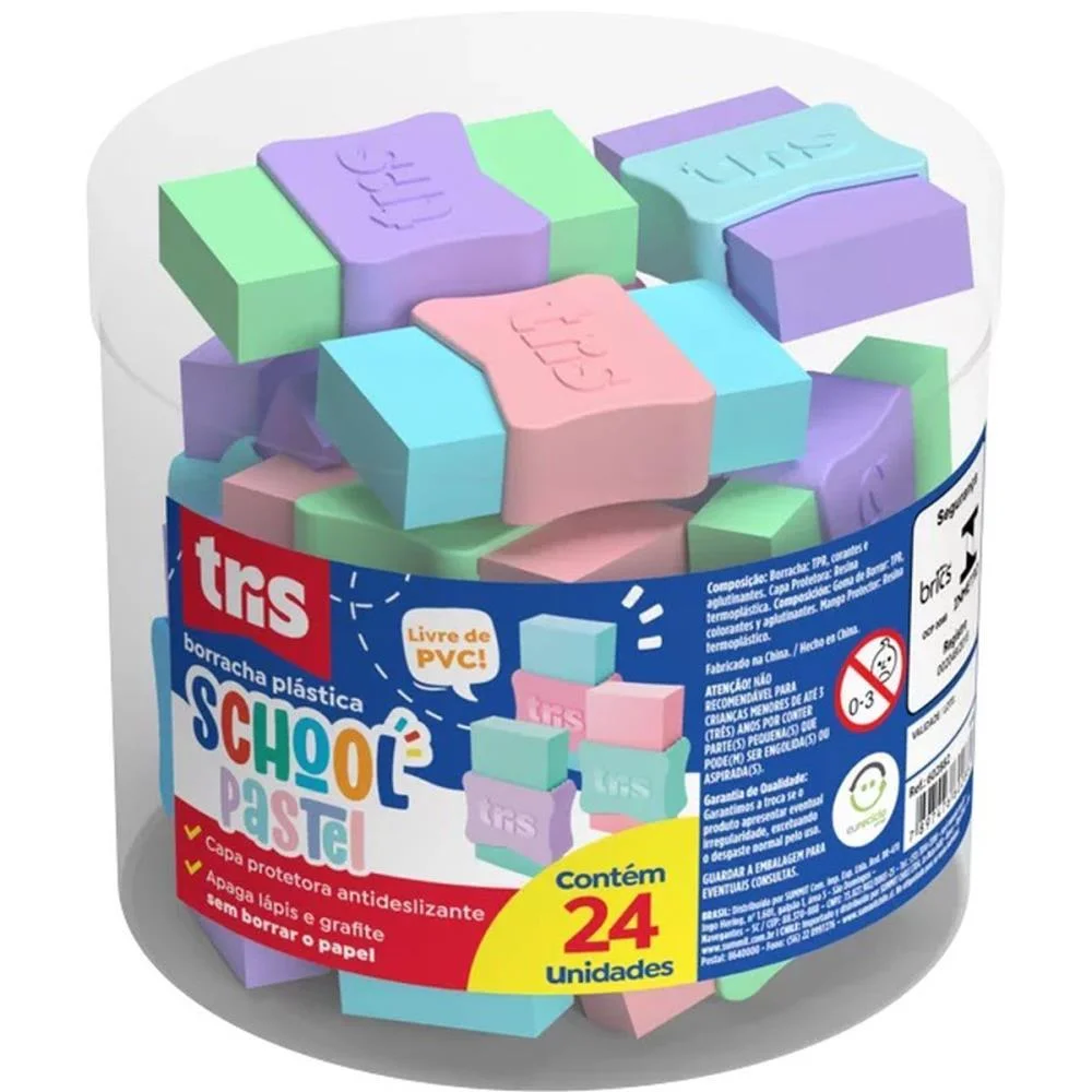 Borracha Colorida Tris School Pastel Sortidas Summit (Dp.c/24) - imagem 2