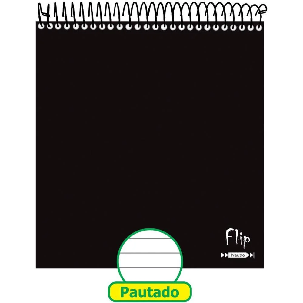 Caderno 01X1 Cp.dura Colegial Flip Neutro Preto Vert 80F Tamoio (Pct.c/04) - imagem 2