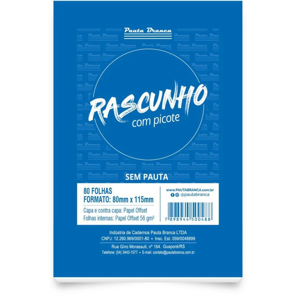Bloco Para Rascunho C/Picote S/Pauta 80X115Mm 80Fl Pauta Branca (Pct.c/10) - imagem 2