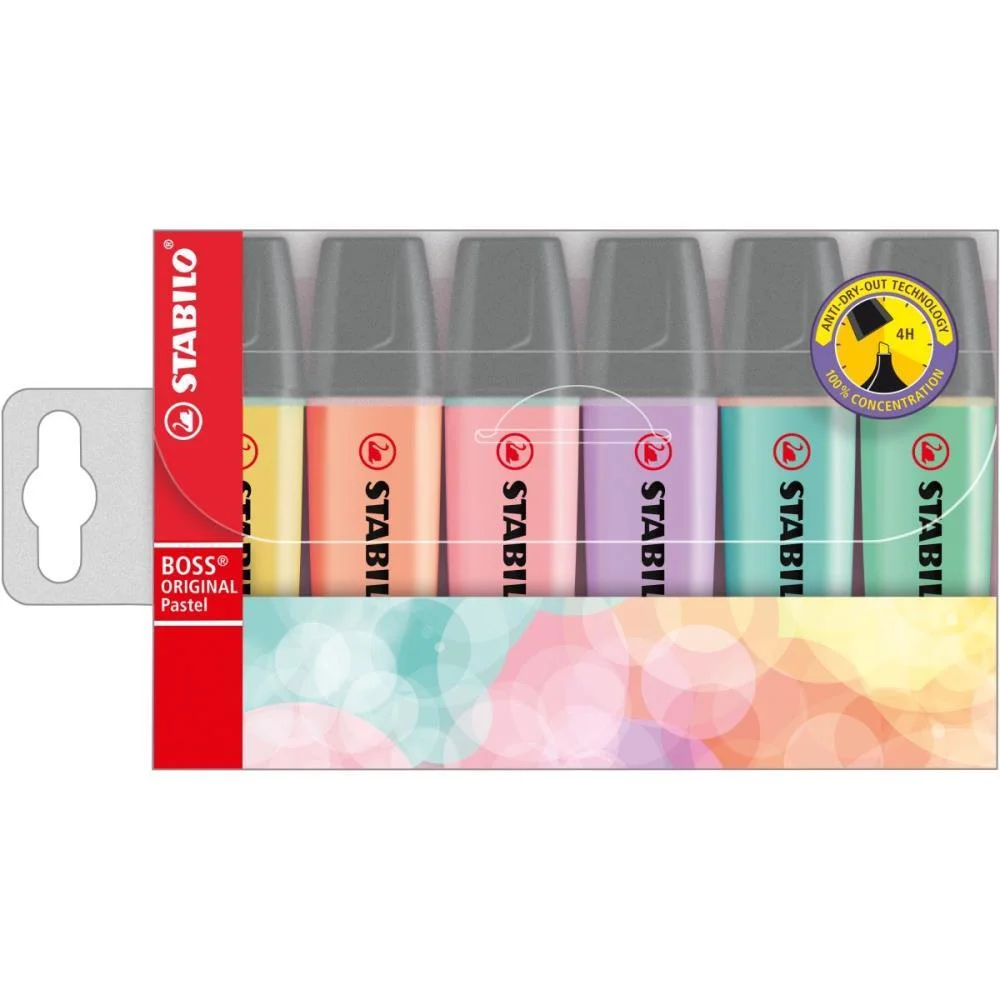Caneta Marca Texto Stabilo Boss 06 Cores Pastel Sertic (Estojo) - imagem 2
