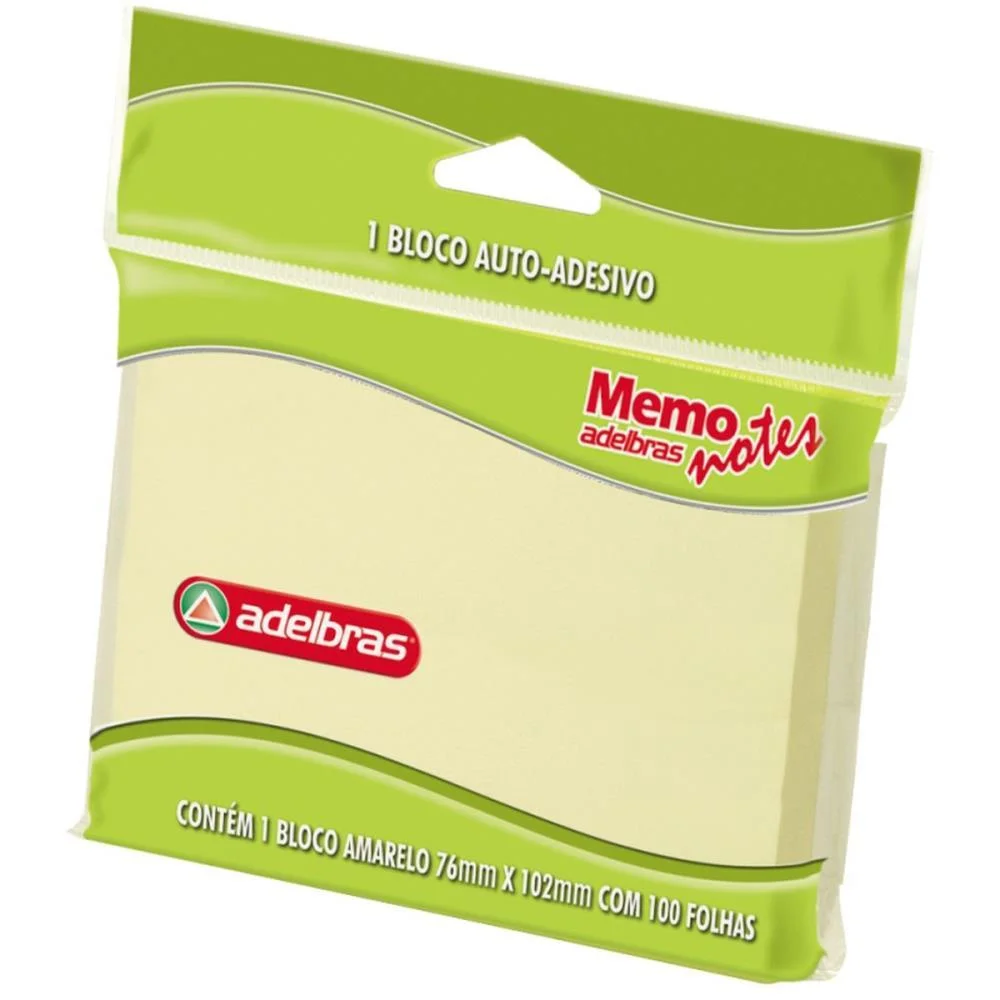 Bloco De Recado Autoadesivo Memonote Amarelo 76X102 100Fls Adelbras (Unidade) - imagem 3