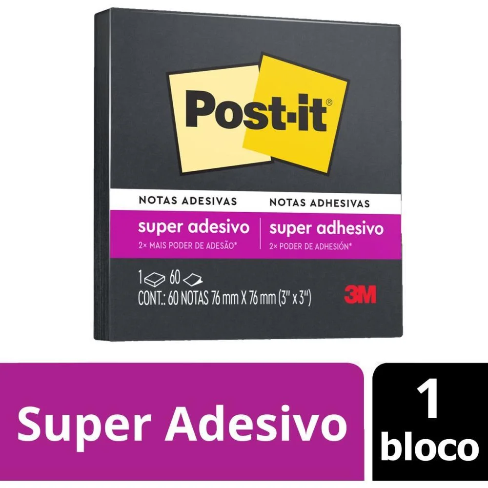 Bloco De Recado Post-It 76X76Mm Preto 60Fls. 3M (Unidade) - imagem 3