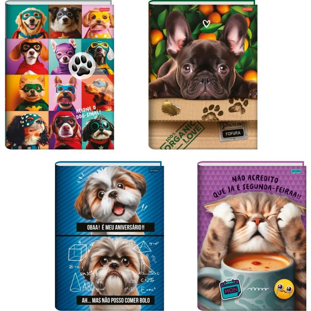 Caderno Brochurao Capa Dura Pets Love 80Fls. Jandaia (Pct.c/05) - imagem 3