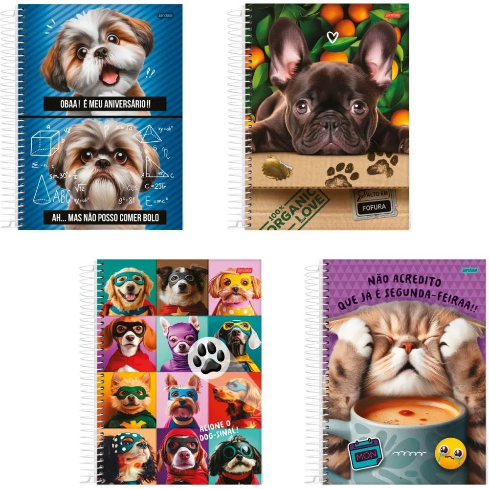 Caderno 01X1 Capa Dura Pets Love 80Fls. Jandaia (Pct.c/04) - imagem 3