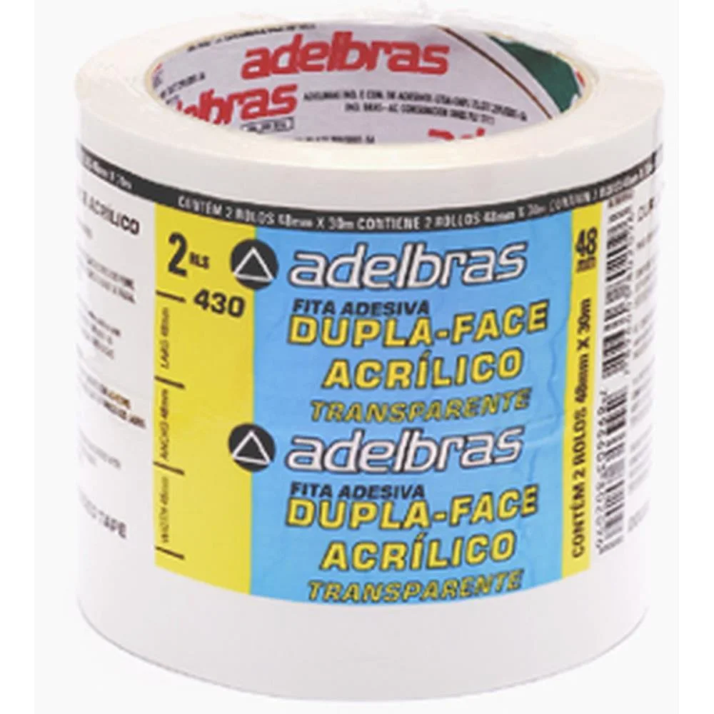 Fita Dupla Face Polipropileno 48Mmx30Mts. Adelbras (Pct.c/02) - imagem 3