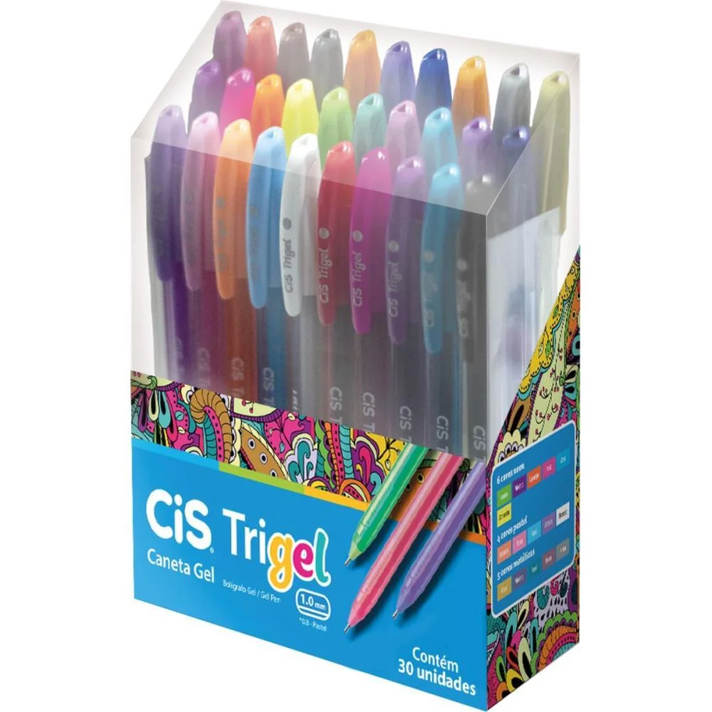 Caneta Gel Cis Trigel 1,0Mm 30 Cores Sertic C/ 30 Unidades - imagem 2
