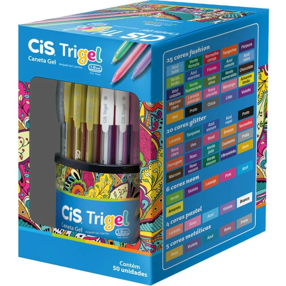 Caneta Gel Cis Trigel 1,0Mm 12 Cores Sertic C/ 50 Unidades - imagem 2