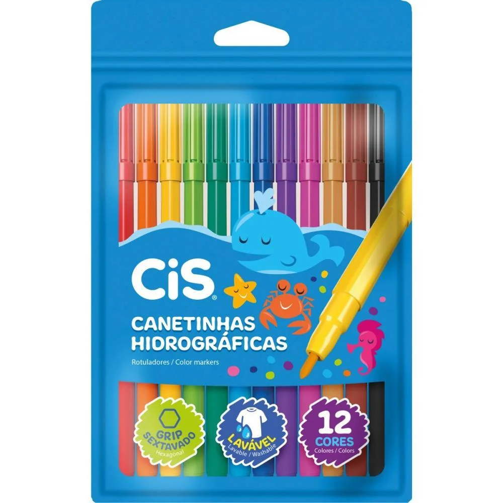 Caneta Hidrografica Cis Lavavel 12 Cores Sertic (Pct.c/10) - imagem 4