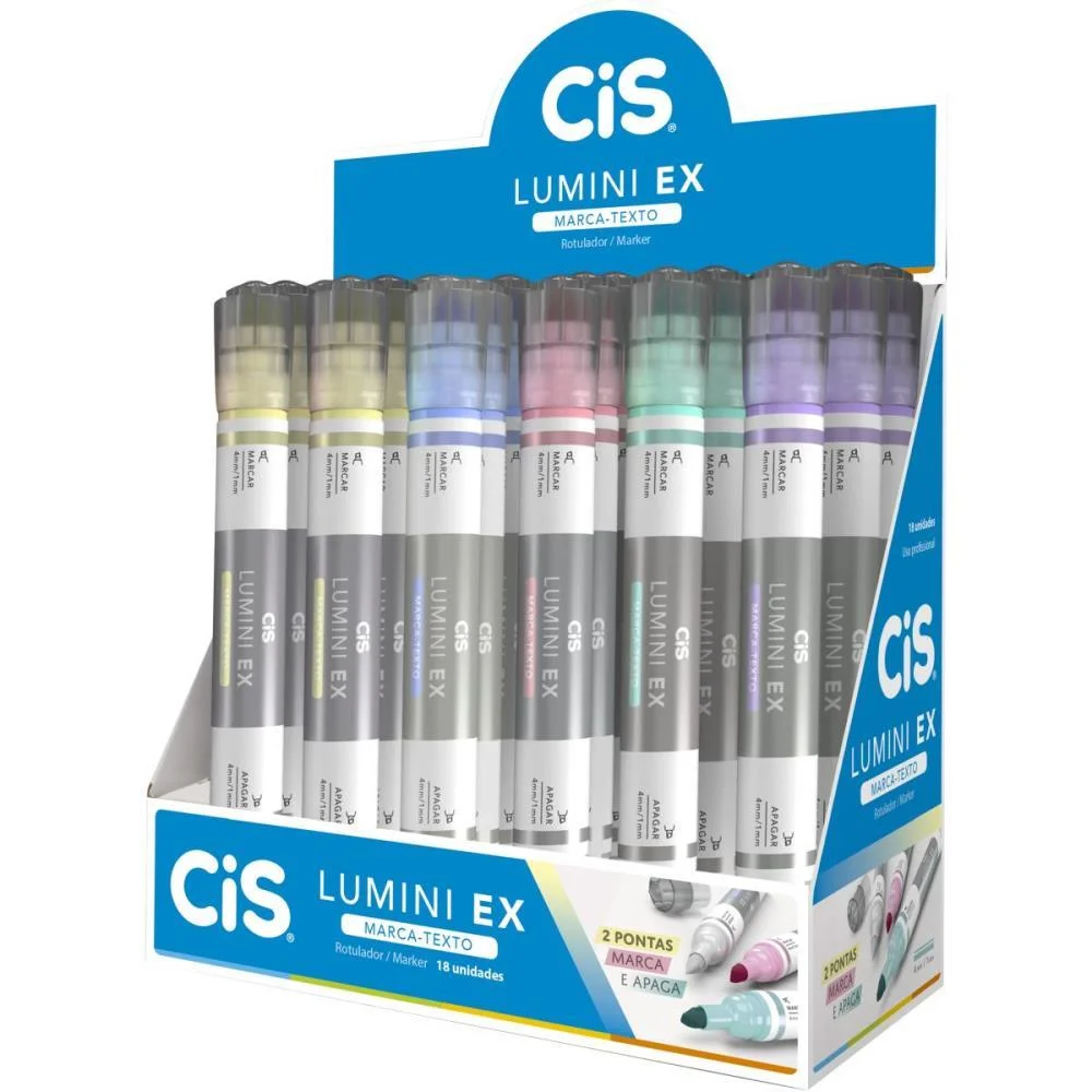 Caneta Marca Texto Cis Lumini Ex 5 Cores Sertic C/ 18 Unidades - imagem 4
