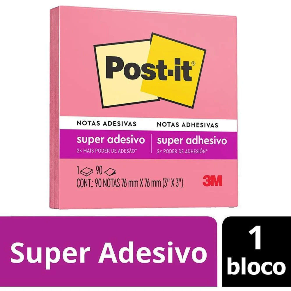 Bloco De Recado Post-It 76X76Mm Pink 90Fls. 3M (Unidade) - imagem 3
