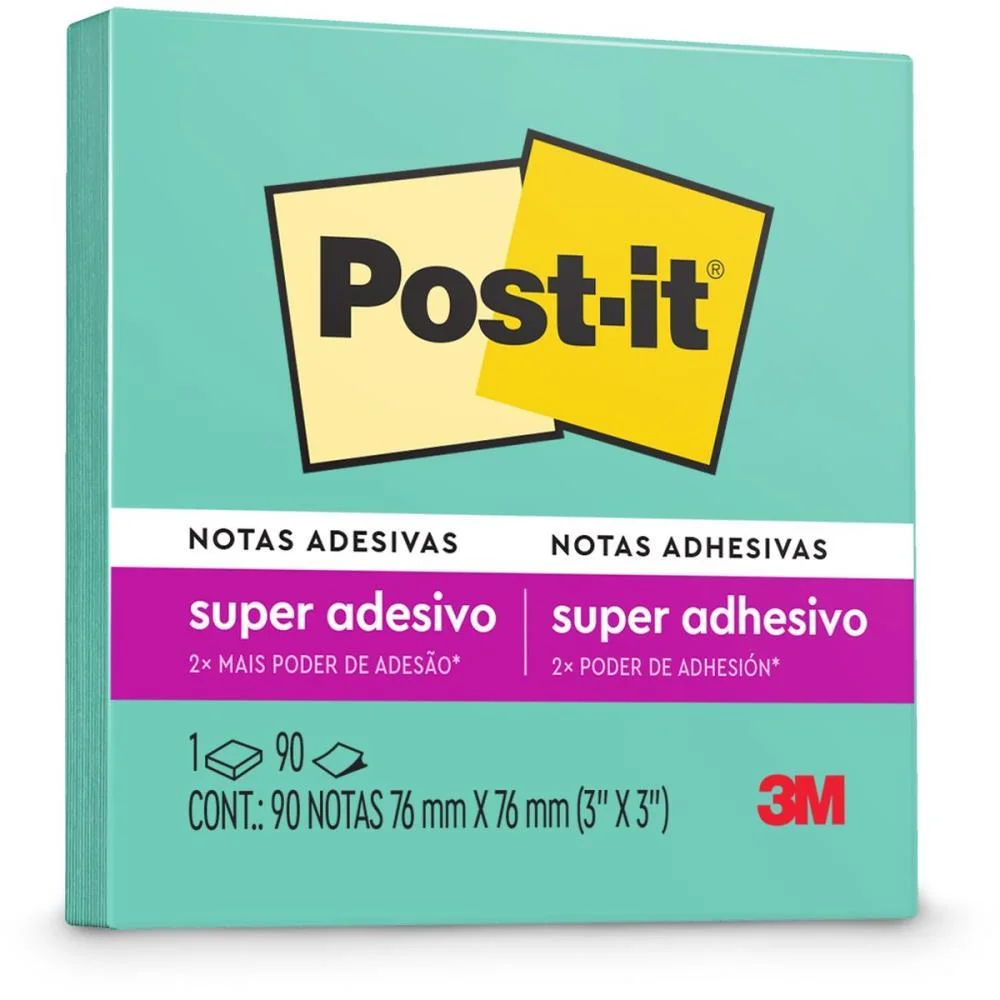Bloco De Recado Post-It 76X76Mm Azul Aqua 90Fls. 3M (Unidade) - imagem 2
