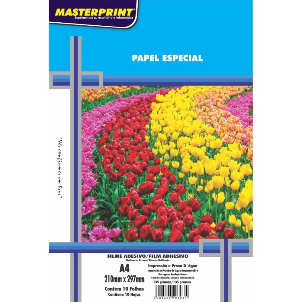 Filme Adesivo Inkjet A4 135G. Branco Glossy Masterprint (Pct.c/10) - imagem 2