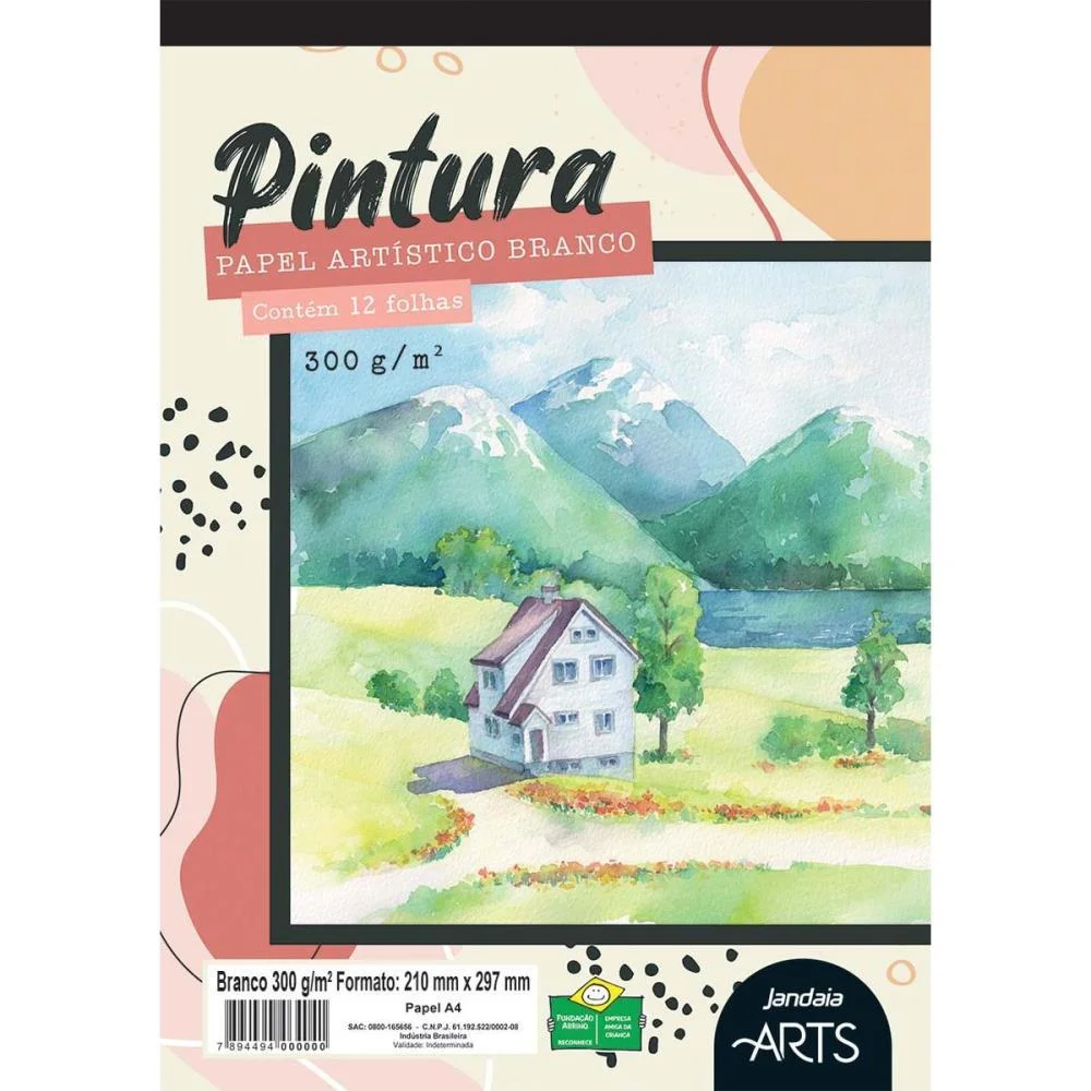 Bloco Para Educacao Artistica Arts Pintura A4 300G. 12Fls. Jandaia (Unidade) - imagem 3