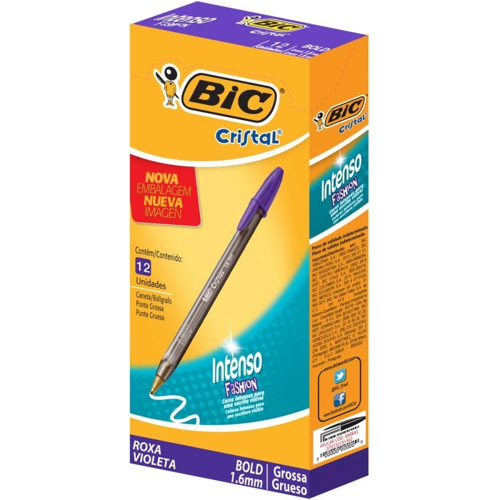 Caneta Esferografica Cristal Bold Fashion Roxa Bic (Cx.c/12) - imagem 3