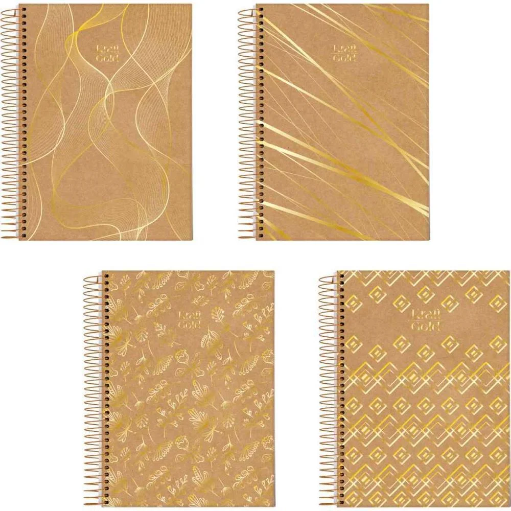 Caderno 10X1 Capa Dura Kraft Gold 160Fls. I.a Jandaia (Pct.c/04) - imagem 3