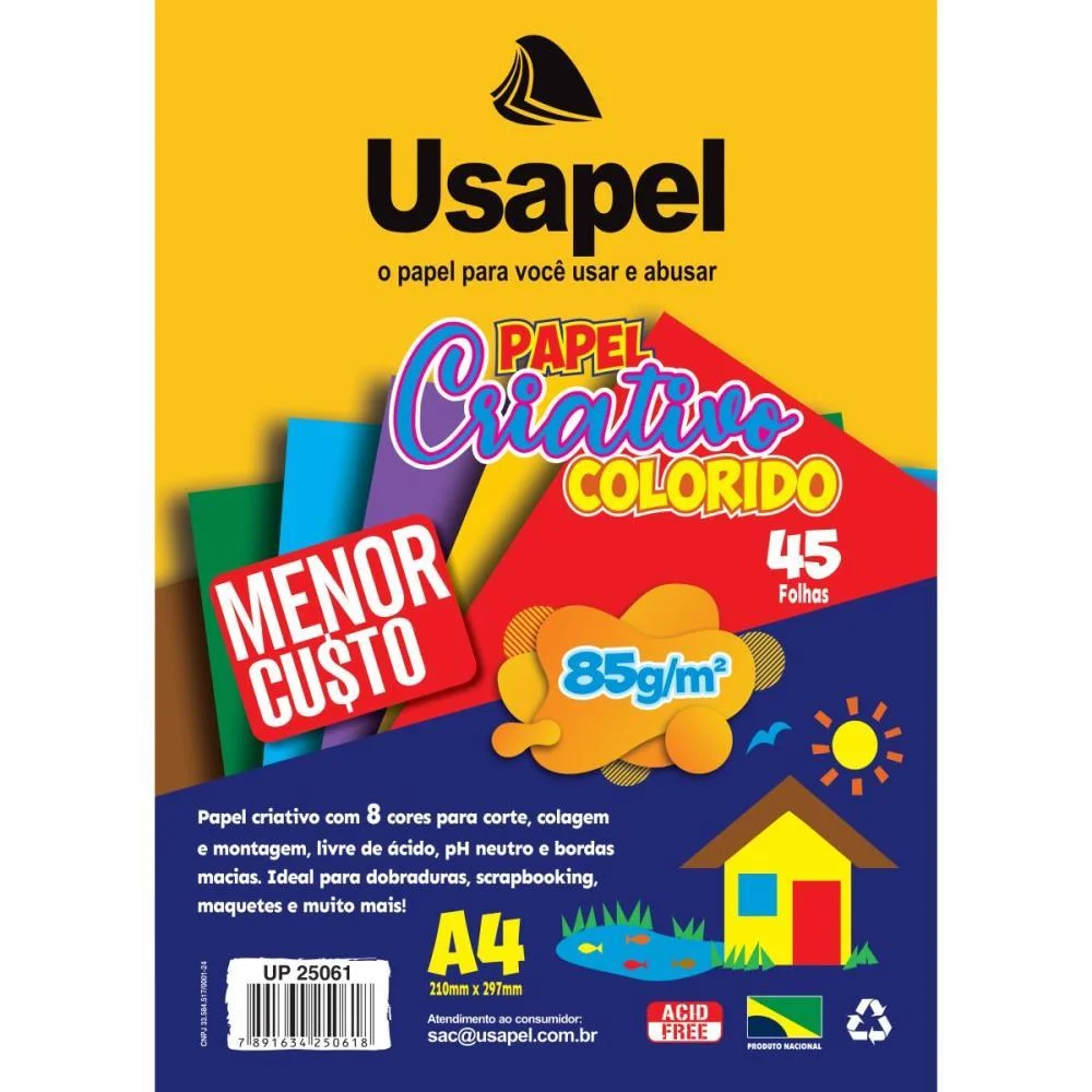 Bloco Para Educacao Artistica Usapel 8Cores A4 85G 45Fls Filiperson (Pacote) - imagem 3