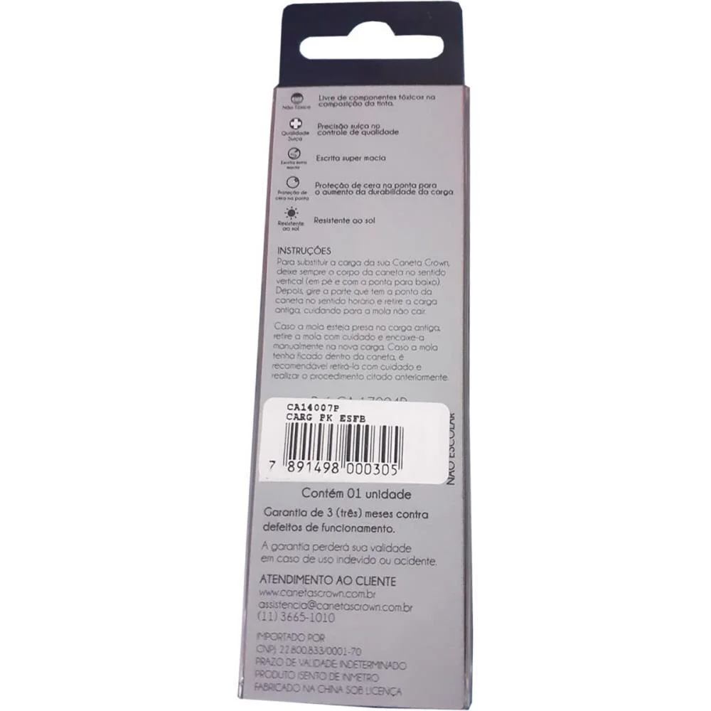 Carga Caneta Esferografica Parker Preto Bl.c/01 Crown (Blister) - imagem 4
