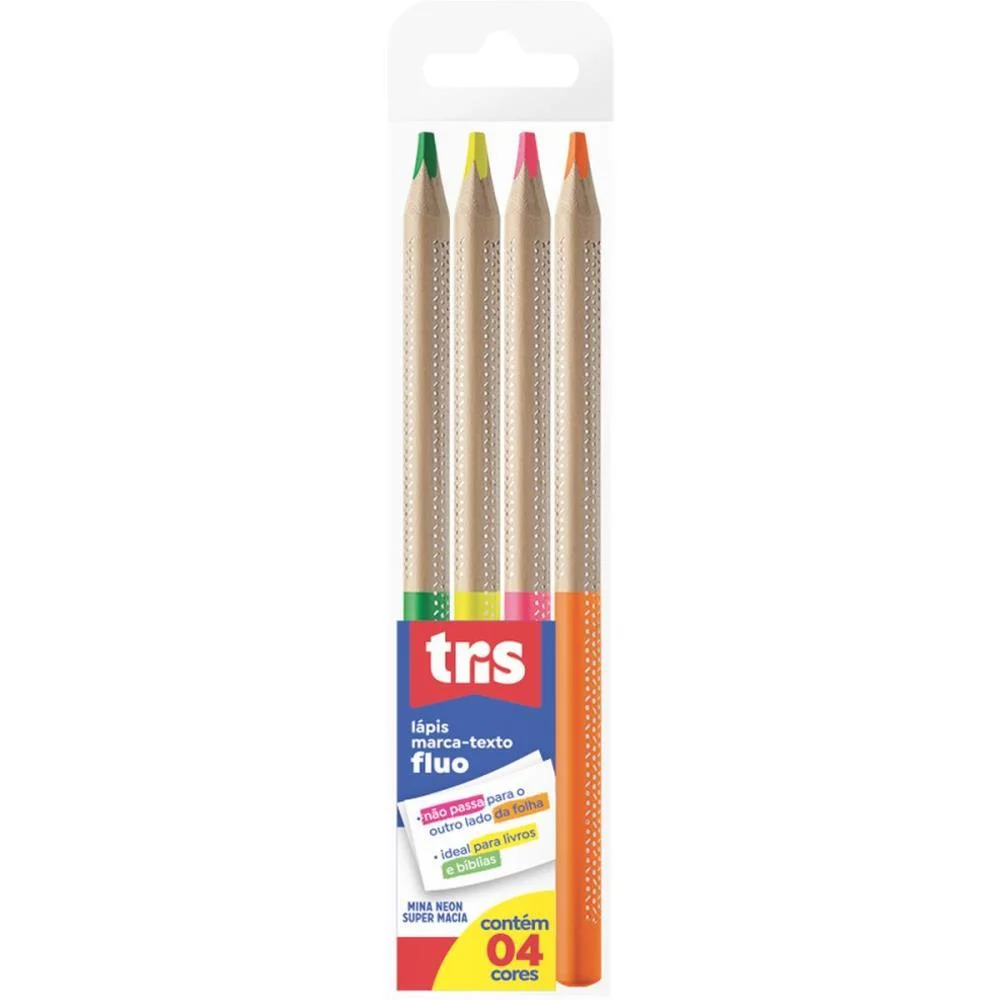 Caneta Marca Texto Tris Lapis Neon Jumbo 4Cores Summit (Estojo) - imagem 3