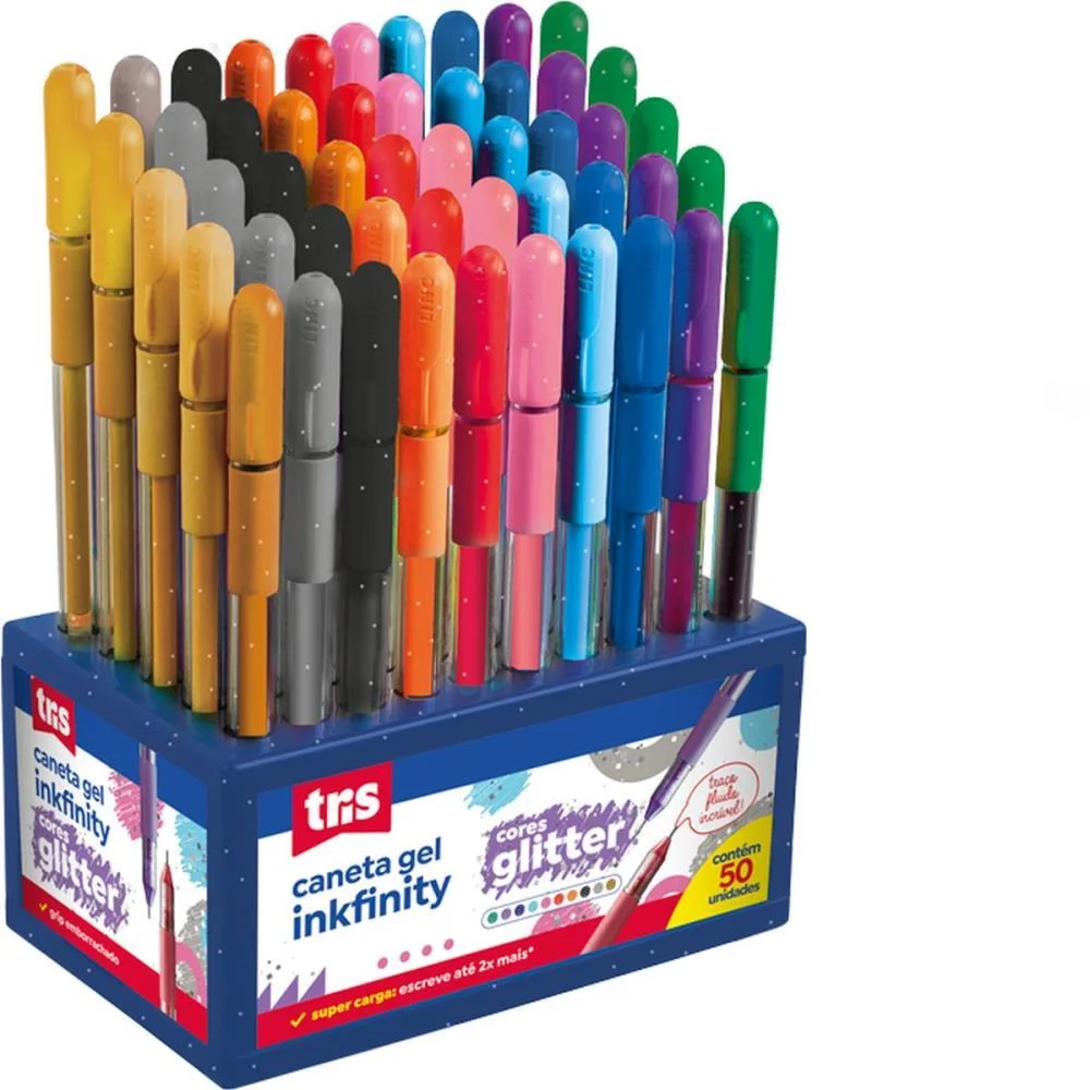 Caneta Gel Tris Inkfinity Glitter 10Cores Summit C/ 50 Unidades - imagem 3