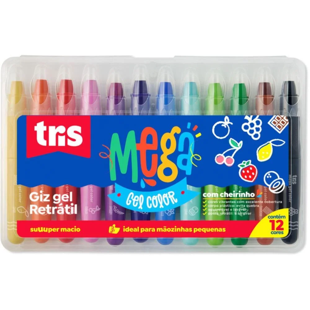 Giz De Cera Jumbo Tris Retratil 12Cores C/Cheiro Summit (Estojo) - imagem 2