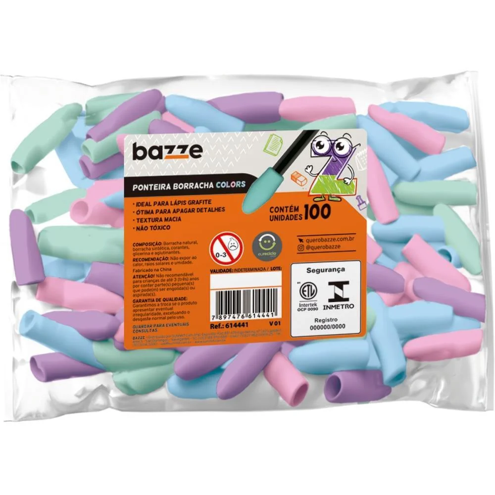Borracha Ponteira Bazze Cores Pastel Summit (Pct.c/100) - imagem 3