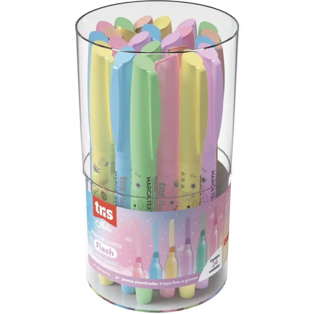 Caneta Marca Texto Tris Flash 6 Cores Pastel Summit (Pote-24) - imagem 4