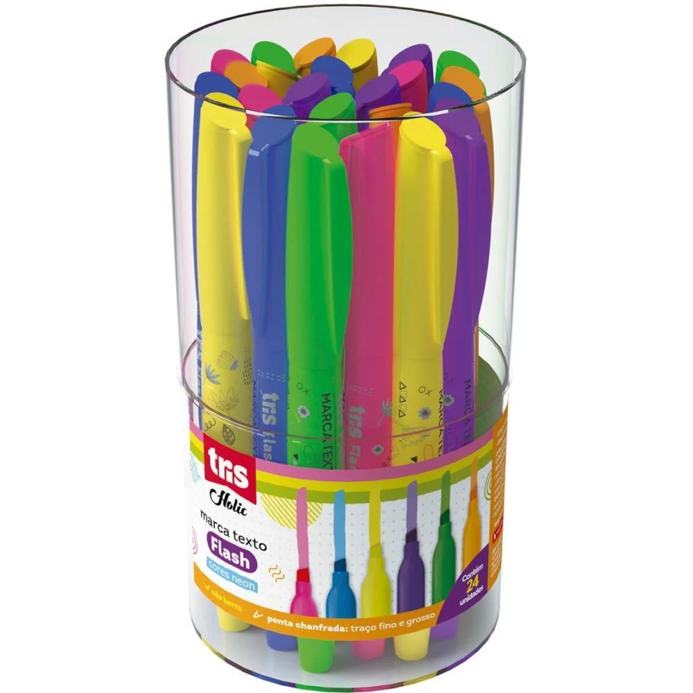 Caneta Marca Texto Tris Flash 6 Cores Neon Summit (Pote-24) - imagem 4
