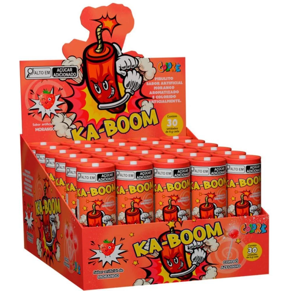 Doce Ka-Boom Pirulito Morango Colore C/ 30 Unidades - imagem 4