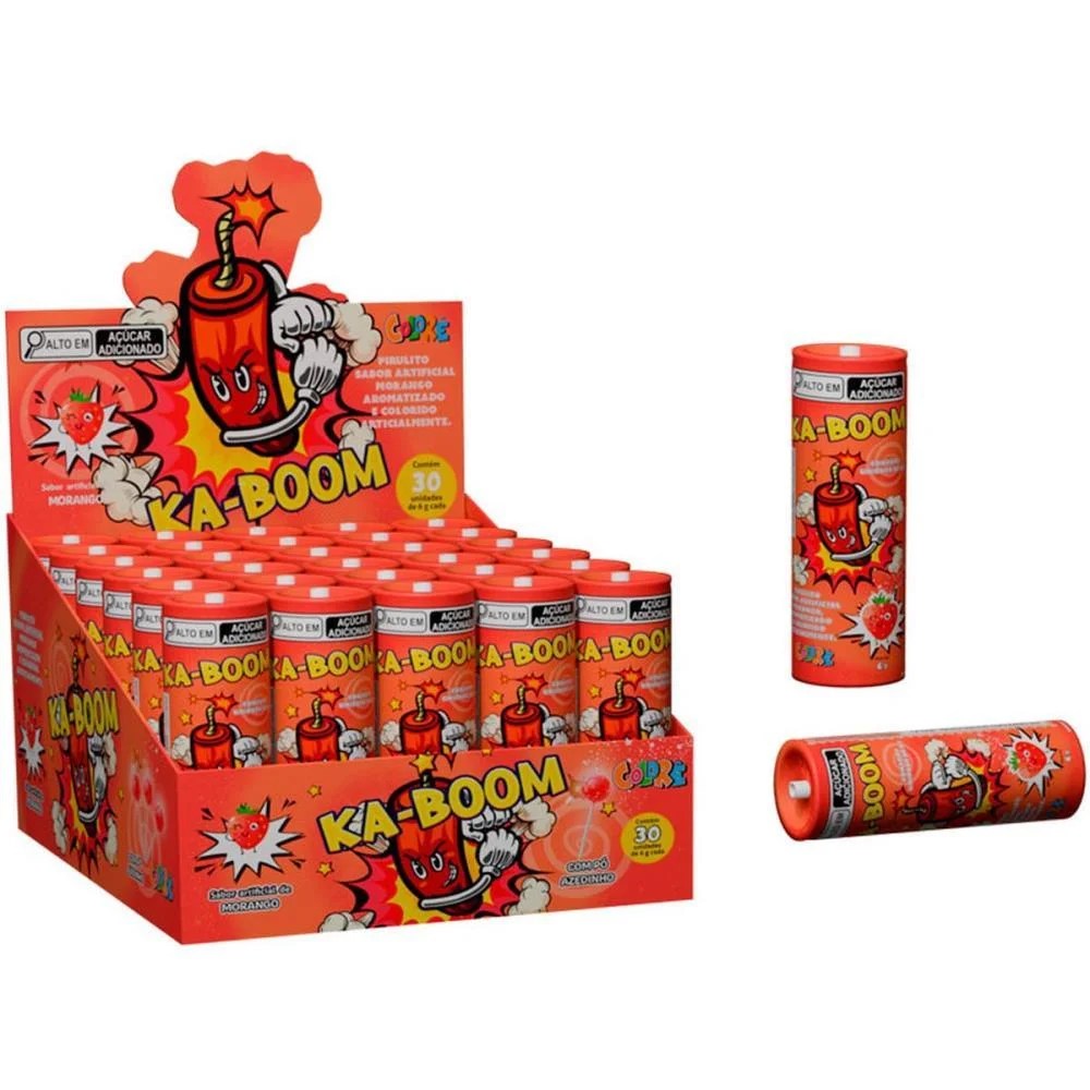 Doce Ka-Boom Pirulito Morango Colore C/ 30 Unidades - imagem 5
