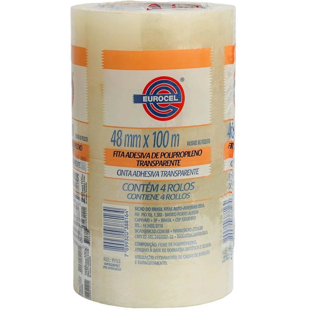 Fita Para Empacotamento Pp 33 48Mmx100M Transparente Eurocel (Pct.c/04) - imagem 2