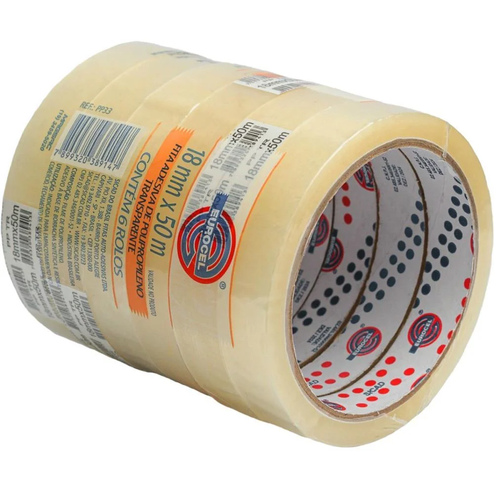 Fita Para Empacotamento Pp 33 18Mmx50M Transparente Eurocel (Pct.c/06) - imagem 3