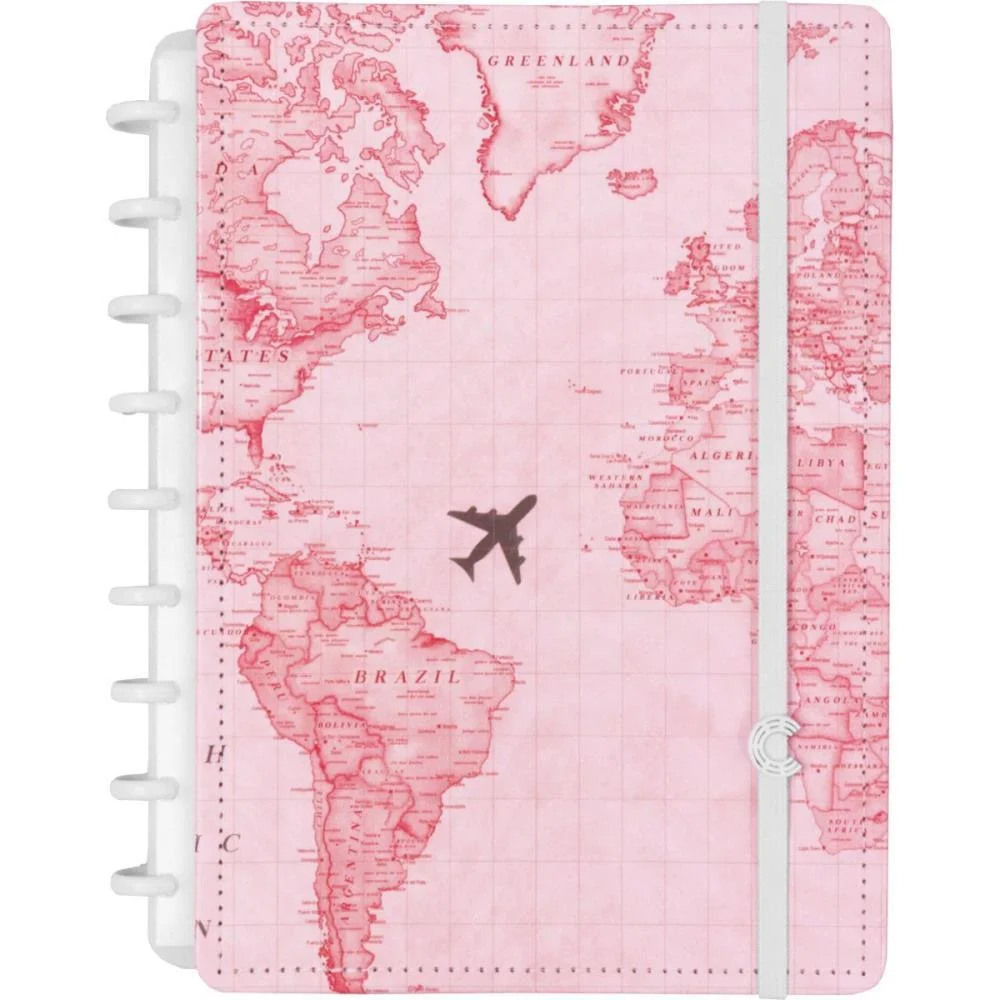 Caderno Inteligente Grande Mapa Mundi Rosa By Gocase 80Fl Caderno Inteligente (Unidade) - imagem 5