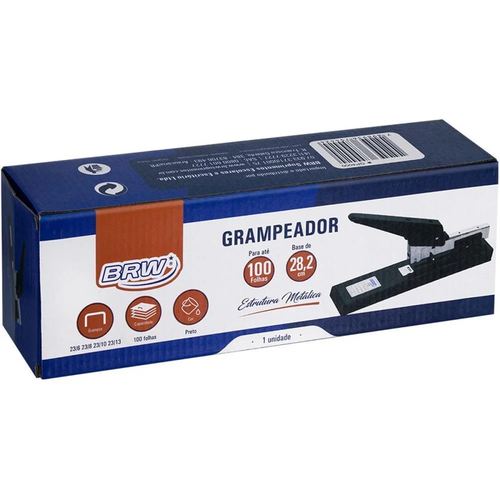 Grampeador Metal P/100Fls 23/13 28Cm Preto Brw (Unidade) - imagem 3