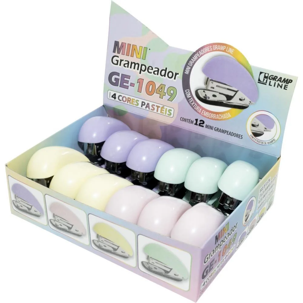 Grampeador Mini P/12Fls Ge-1049 Pastel Cores(S Gramp Line (Dp.c/12) - imagem 3