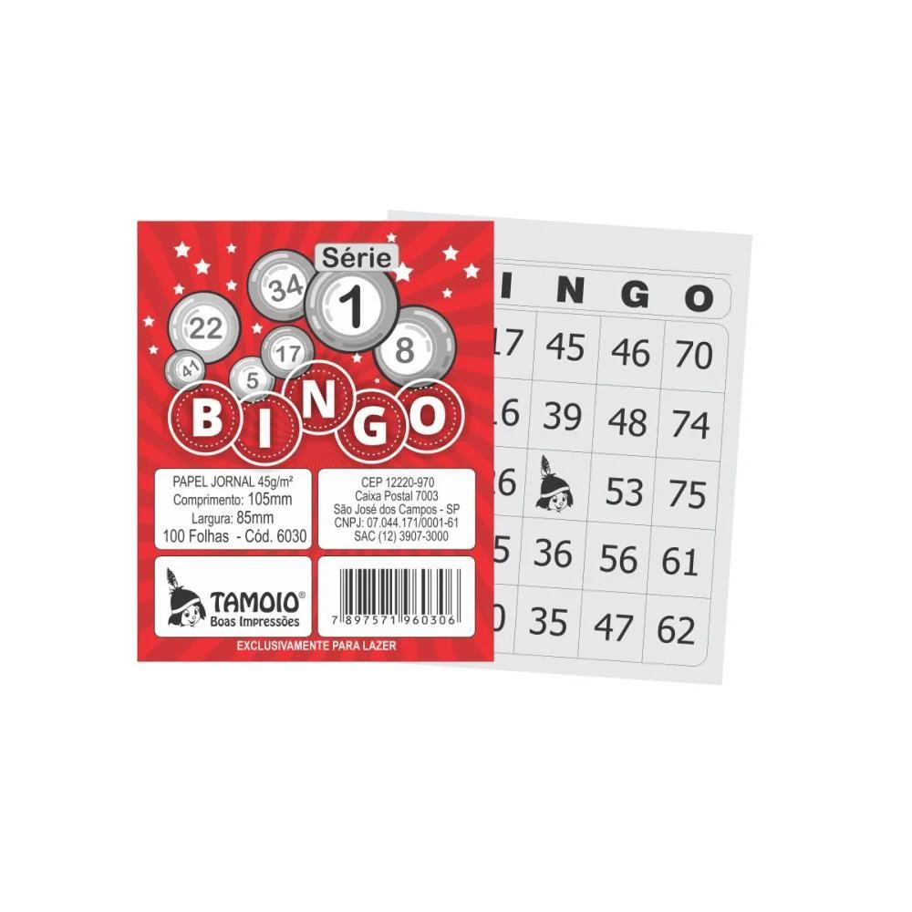 Bloco Para Bingo Jornal 105X85Mm 100Fls. S1-15 Tamoio (Pct.c/15) - imagem 2