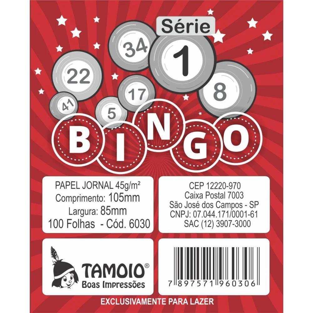 Bloco Para Bingo Jornal 105X85Mm 100Fls. S16-30 Tamoio (Pct.c/15) - imagem 4
