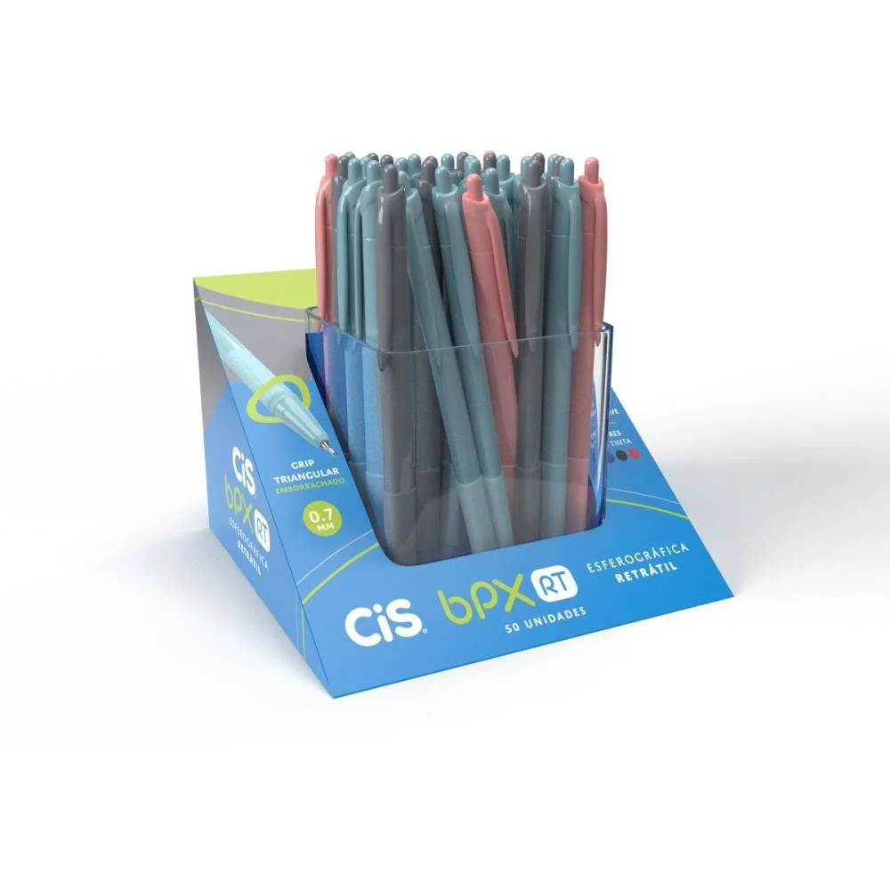 Caneta Esferografica Retratil Cis Bpx Rt 0.7Mm Az/Vm/Pt Sertic C/ 50 Unidades - imagem 3