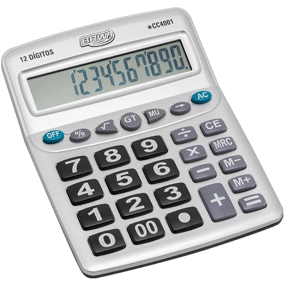 Calculadora De Mesa 12 Dig. 20,5X15,9X4,4Cm Prata Brw (Unidade) - imagem 2