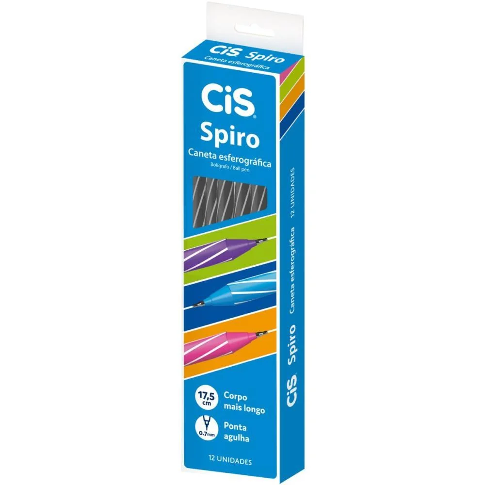 Caneta Esferografica Cis Spiro 0,7Mm Preta Sertic (Cx.c/12) - imagem 3